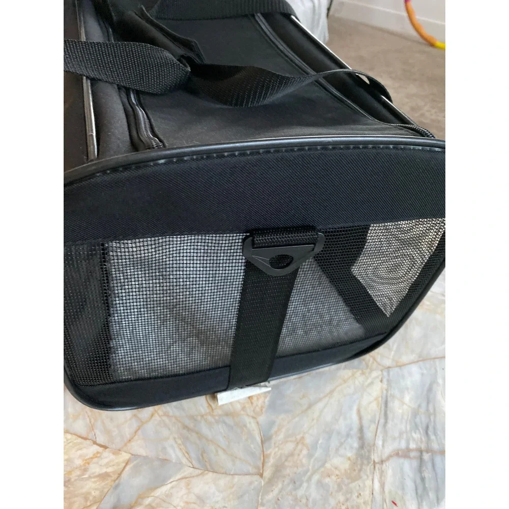Black Soft Sided Pet Carrier Small Dog Cat Travel Bag with Mesh Windows Strap